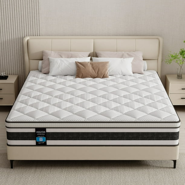 Full Size Mattress, Nisien 10 Inch Gel Memory Foam Hybrid Mattress in a ...