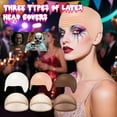 thumbnail image 3 of Tanglewen 2 Pcs Halloween Bald Caps Makeup Latex Bald Caps Head Wig hat Costume Accessories for Adults(Skin Color,Simple Style-B), 3 of 10