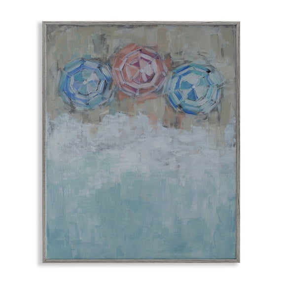 Stupell Industries Coastal Beach Umbrella Trio Abstract Aerial Ocean Coast Gray Framed Giclee Art, 11 x 14, by Reesa Qualia