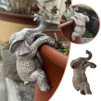 Beppter Sculptures & Statues Elephant Animal Statue Resin Craft Hanging Cup Baby Elephant Statue Ornament Toy Creative Garden Bonsai Potted Pendant Garden Outdoor Resin Craft Statue Ornam