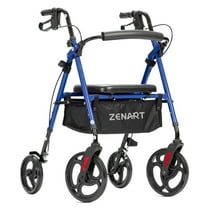 ZENART Mobility Rollator Walker for Seniors Adult with Adjustable Seat and 10" Wheels, Blue