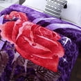 thumbnail image 3 of MERRY HOME King Size Fleece Blanket For Bed, A & B Patterns Soft Warm Floral Blanket, Microfiber Plush Middle Weight Bed Blanket For All Season, Purple Background Rose/Camellia, 5.7LB, 83"x91", 3 of 8