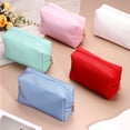 thumbnail image 4 of PU Leather Square Makeup Bag, Waterproof Cosmetic Organizer Bag Zipper Pouch Travel Toiletry Bag for Women for Makeup Brush Holder (Pink, Small), 4 of 8