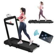 2 in 1 Folding Treadmill 2.5HP Under Desk Electric Treadmill Installation-Free with Blue Tooth Speaker Remote Control APP Control and LED Display Walking Jogging for Home Office,265lb