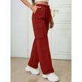 thumbnail image 3 of Chiclily Women Wide Leg Pants Lightweight Quick Dry Cargo Sweatpants with 4 Pockets, Red XL, 3 of 7