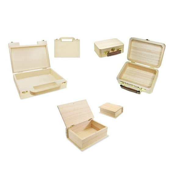 Wood Storage Case Assortment, Wood Totes