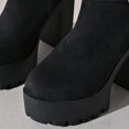 thumbnail image 4 of Women's Faux Suede Knee High Platform Boots, Triple Metal Buckle Strap Chunky High Heel Tall Boots, Side Zipper Fashion Boots, 4 of 9