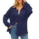 thumbnail image 1 of Camisa con bolsillos de color liso para mujer: top de punto holgado de manga larga, poliéster, versátil para primavera/otoño, tallas US 4-12, EU 34-42, 1 of 8