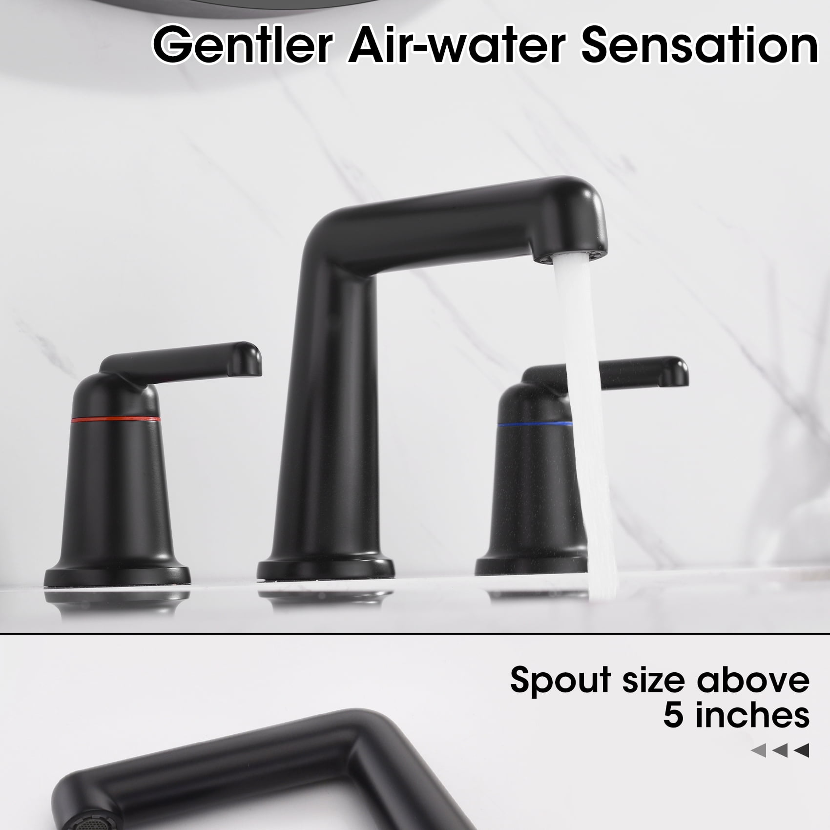ARTIQUA Bathroom Sink Faucets, Matte Black Bathroom Faucets for Sink 3 Hole Widespread, 8 inch ‎Bathroom Sink Faucet Brass with Pop-up Drain 2 Lever Handle for Vanity Rv Lavatory Washbasin