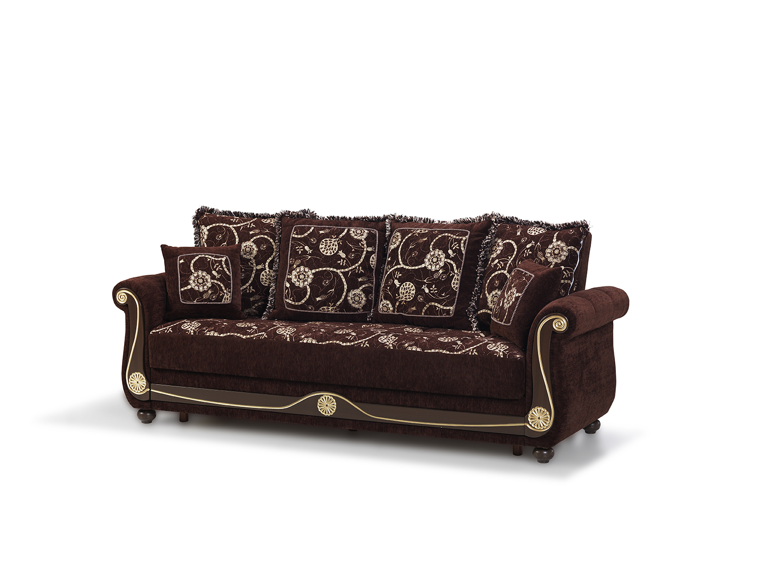 Ottomanson Convertible Sleeper Sofa Bed with Hidden Storage, Firm Comfort Couch, Brown