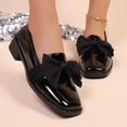 thumbnail image 4 of Miluxas Walking Loafers for Women Dressy Bow Leather Square Toe Slip on Shoes Black 6(37), 4 of 8