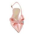 thumbnail image 3 of XYD Women Bow Rhinestones Slingback Pumps Pointed Toe Buckled Low Kitten Heel Sandals Elegant Wedding Prom Shoes Size 15.5 Pink, 3 of 4