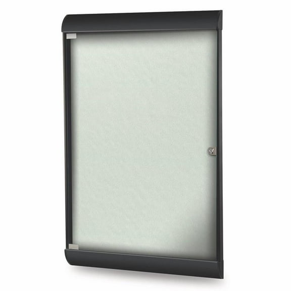 Ghent's Vinyl 42" x 28" 1 Door Bulletin Board with Black Frame in Silver