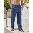 thumbnail image 3 of COOFANDY Men's Linen Cotton Pants Casual Elastic Waist Drawstring Trousers, 3 of 6