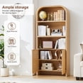 thumbnail image 5 of Weselon 70.86" Tall Arched Bookshelf with Fluted Doors, Modern Wooden Bookcase Cabinet, 5-Tier Natural Display Shelf for Living Room Home Office, 5 of 12