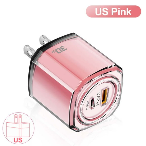 30W 2 Ports USB PD Charger Type C Charger Fast Charging for iPhone Samsung Google Mobile Phone US Plug Wall Charger