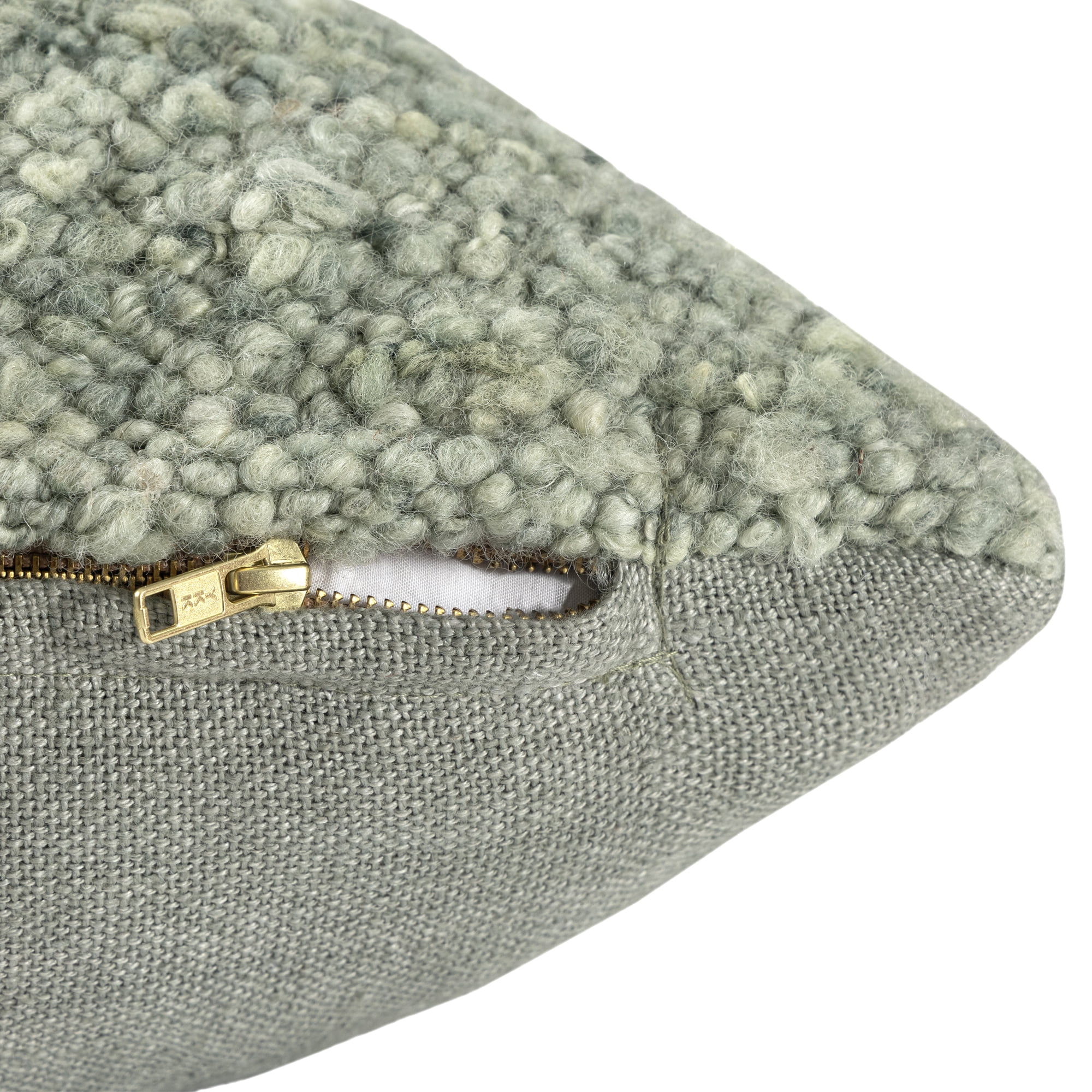 Harlow Hill Chester 24" x 24" Green Boucle Wool Adult Decorative Throw Pillow