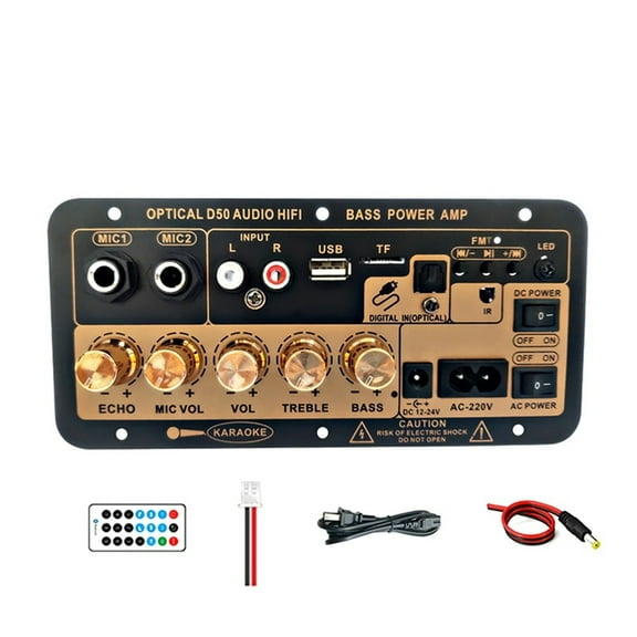 Bluetooth Amplifier Board 100W Digital Subwoofer Dual Microphone AMP Module for Home Car