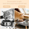thumbnail image 2 of Elevated Cat Bowls with Food Mat, Splash Proof Anti Vomiting Raised Cat Food and Water Bowl Set, 2 Stainless Steel Dishes for Cats and Puppy, Pet Bowl for Indoor Cats White, 2 of 6
