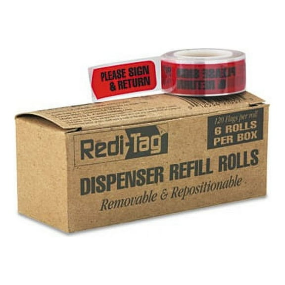 Redi-Tag Arrow Message Page Flag Refills Please Sign & Return Red 120/Roll, 6pk RTG91037