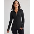 thumbnail image 2 of Women's Full Zip Up Running Track Jacket Long-sleeved Yoga Sportswear Workout Sports Jacket, 2 of 6