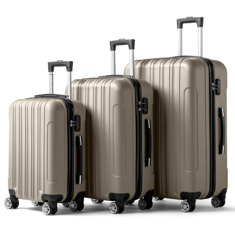 Zimtown 3 Piece Hard Shell Spinner Luggage Set, Durable ABS