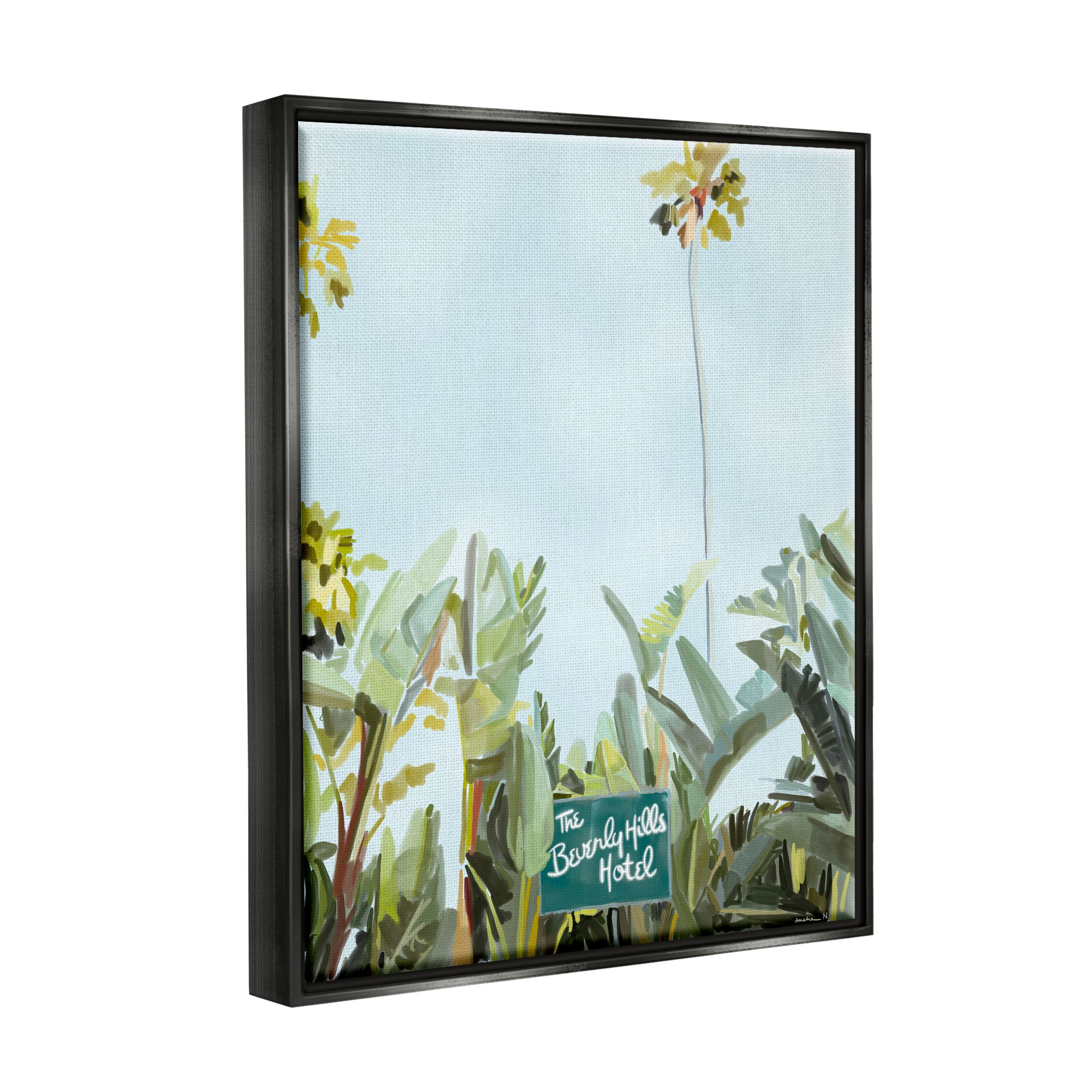 Stupell Industries Beverly Hills Hotel Plants Botanical & Floral Painting Black Floater Framed Art Print Wall Art, 17 x 21