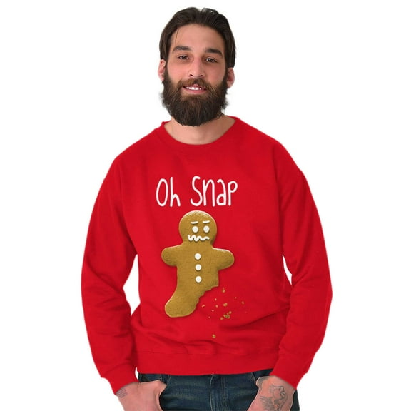 Funny Christmas Oh Snap Gingerbread Unisex Plus Fleece Graphic Sweatshirt Brisco Brands 2X