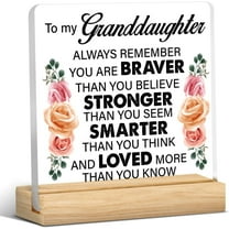 Granddaughter Gift From Grandpa Grandma, Granddaughter Gift Ideas, Inspirational Gifts for Granddaughter, Granddaughter Acrylic Desk Plaque Sign Keepsake (with Wooden Stand)