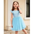 thumbnail image 3 of Oudiya Toddler Girls Tutu Blue Dress Fluffy Ruffle Sleeve Dresses Summer Casual Tulle Party Sundress for Kids 3T-4T, 3 of 7