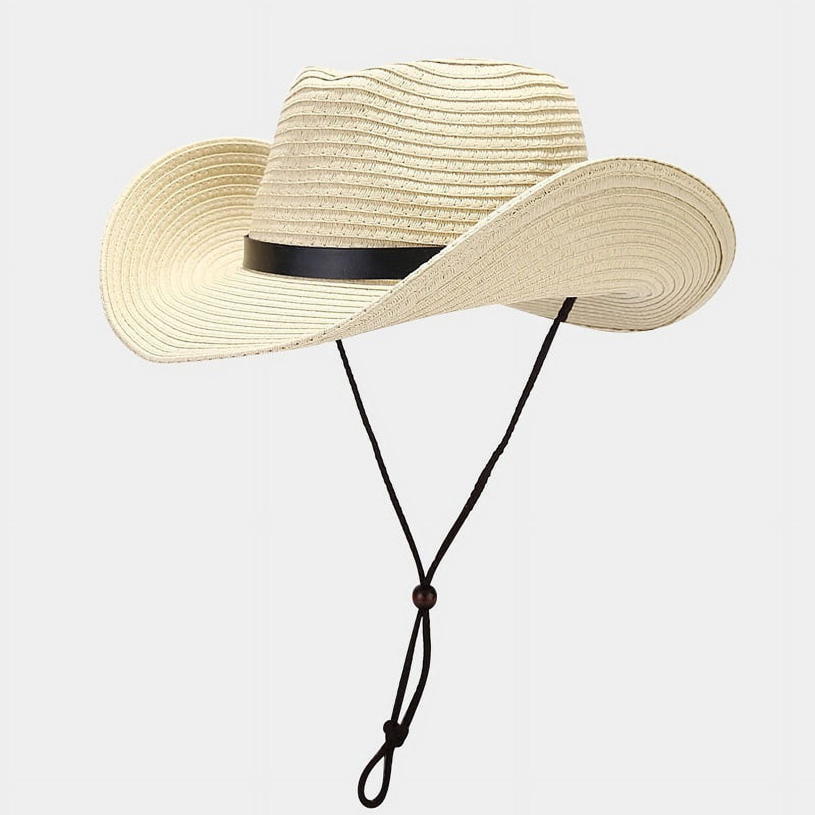 Womens Straw Cowboy Hat Western Beach Sun Hat for Men Wide  display picture 1