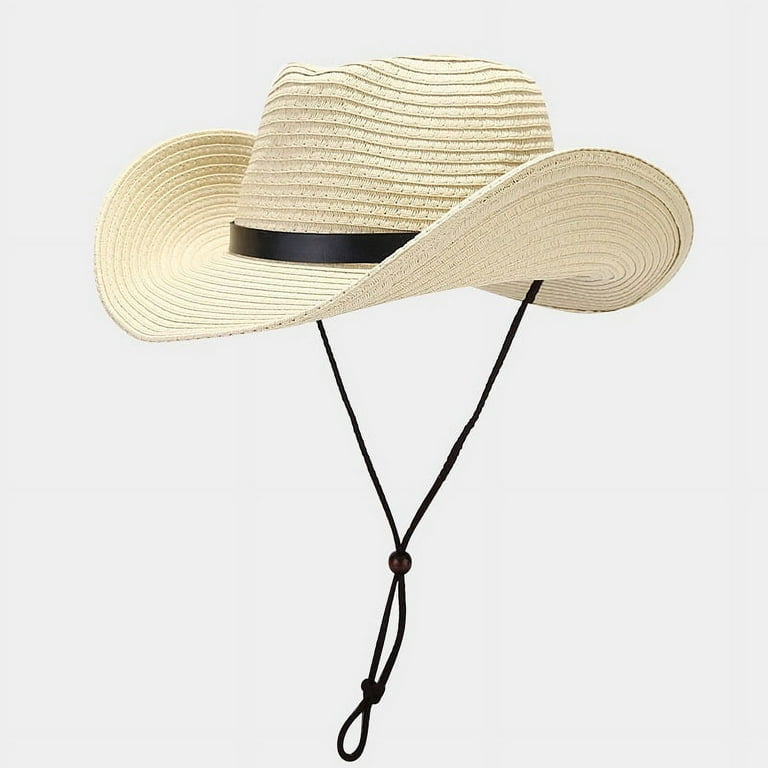 Womens Straw Cowboy Hat Western Beach Sun Hat for Men Wide  display picture 1