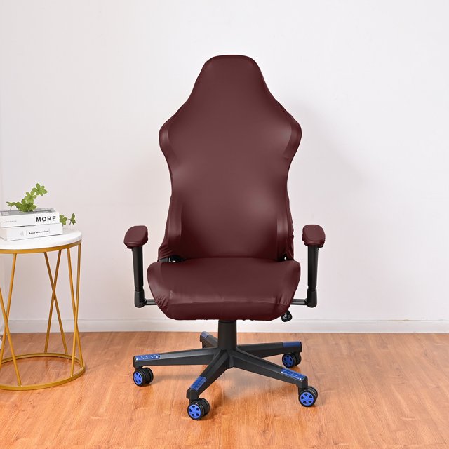 Housse de Chaise en PU Élastique Imperméable et Résistante aux Égratignures avec Protection Anti-Égratignures de Chat - Design Moderne Minimaliste Uni Rouge Vin pour Fauteuils de Bureau, de Jeu Ou de Café - Ajustement Serré Sécuritaire, Facile à