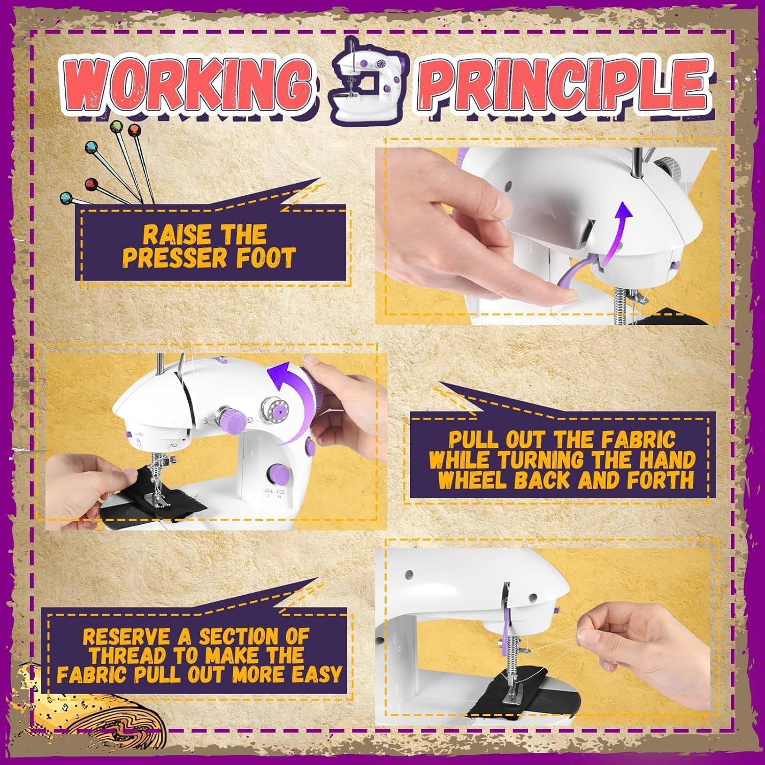 Portable Sewing Machine with Light, Mini Handheld Sewing Machine with Upgraded, Two Threads Double Speed Double Switches, Easy to Use for Kids,Beginners and DIY