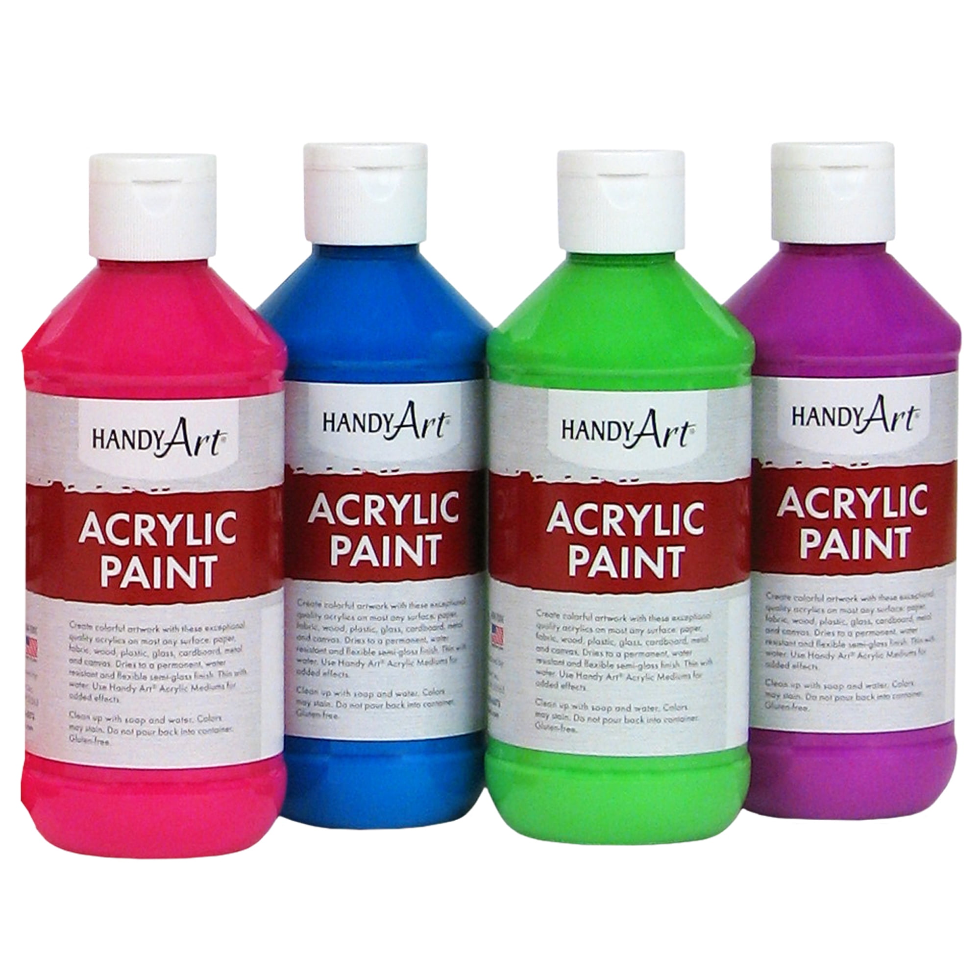 Handy Art Fluorescent Acrylic Paint, 8 oz, Set of 8