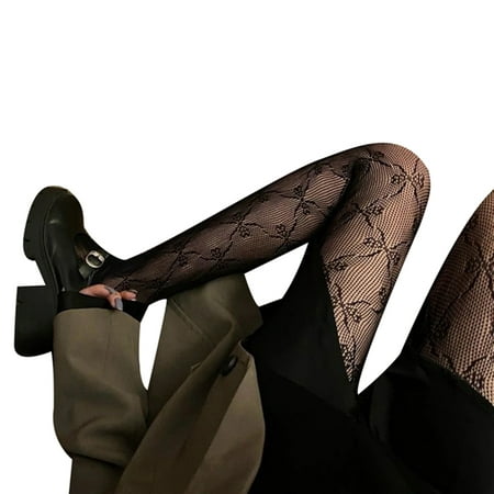

TOPGOD Women Sheer Fishnet Tights Cute Pattern/Rhinestone Stockings High Waist Pantyhose