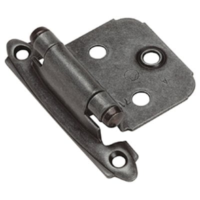 Variable Overlay Self-Closing, Face Mount Wrought Iron Hinge - 2 Pack