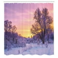 thumbnail image 3 of Ambesonne Winter Shower Curtain, Landscape with Sunset, 69"Wx84"L, Pink White, 3 of 5