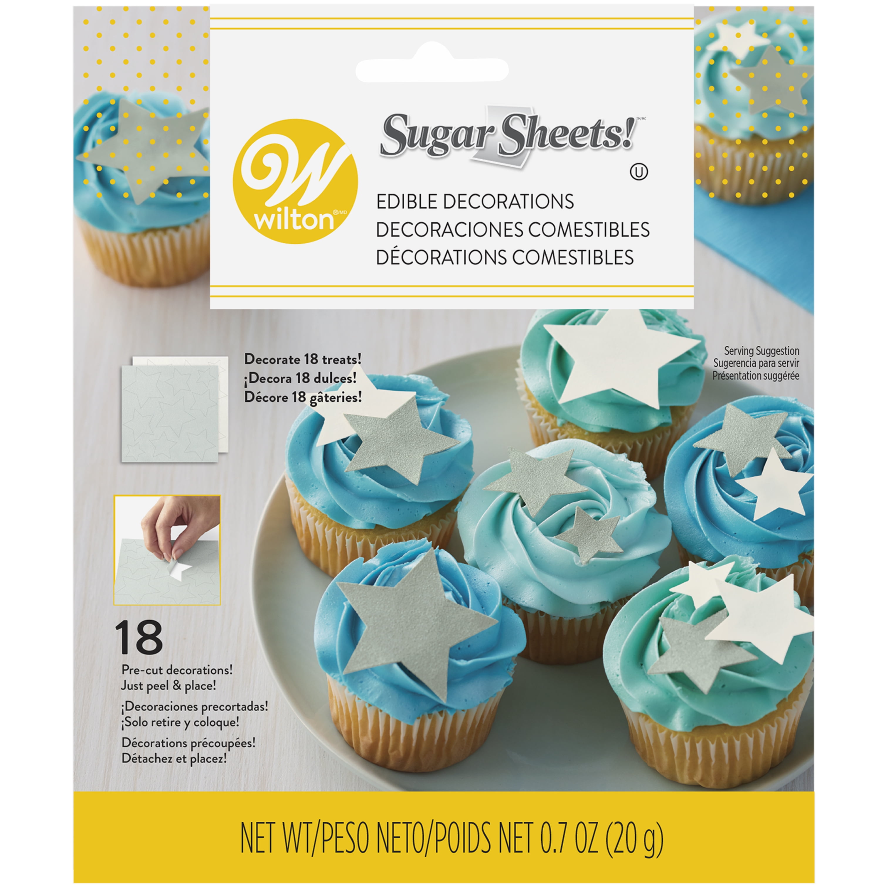 36 Pc Wilton Sugar Sheet Star Design Cake Cupcake Decorate Silver White NEW 2 Pk 