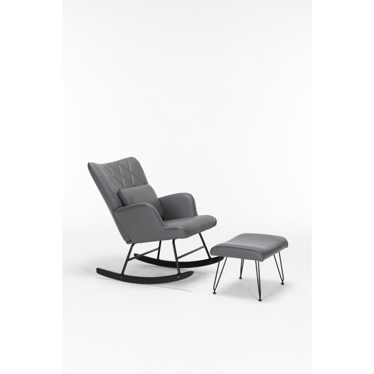 Newboti Furniture Rocking Chair, Glider Chair,Rocking Accent Chair with Lumbar Pillow and Ottoman for Nursery/Living Room/Bedroom BN.4886