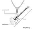 thumbnail image 5 of Silver/Gold/Black Stainless Steel Guitar Pendant Mens Music Lover Chain Necklace, 5 of 9