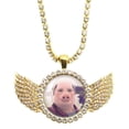 thumbnail image 1 of Collier Humor Drôle John Porc Cochon Graphique Lune Ailes d'Ange Mode Pendentif Q9v2, 1 of 8
