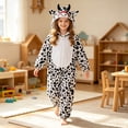 thumbnail image 3 of SIYUDAN Kids Animal Onesie Pajamas Long Sleeve Zip up 3D Ears Hooded Romper Bodysuit Boys Christmas Pajamas Cow Onesie for Girls Boys Matching Sleepwear Set 7-8 Years, 3 of 5