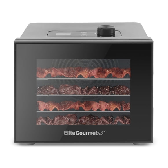 Elite Gourmet Déshydrateur Alimentaire, Déshydrateur Alimentaire à Plateaux en Acier Inoxydable, Réglages de Température Réglables, Jerky Herbes Fruits Légumes Collations