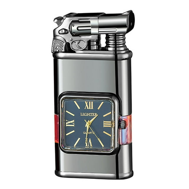 2 Pcs Briquet Torche, Briquet Dragon à Double Flamme Magique avec Outil de Réglage, Briquet Coupe-Vent avec Fenêtre de Carburant Visible, Briquet à Flamme Réglable, Briquet au Butane Rechargeable Cadeaux pour Hommes Femmes - Noir