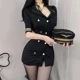 thumbnail image 2 of Uniforme de azafata para mujer, lencería Sexy de Cosplay, juego de rol, disfraz erótico, vestido negro sexual con conjunto de bragas, 2 of 5