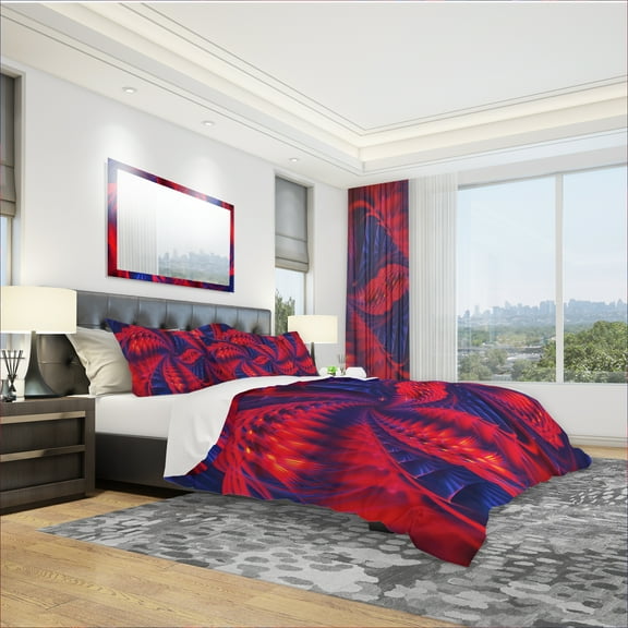 Designart 'Red and Purple Pinwheels' Modern & Contemporary Duvet Cover Set