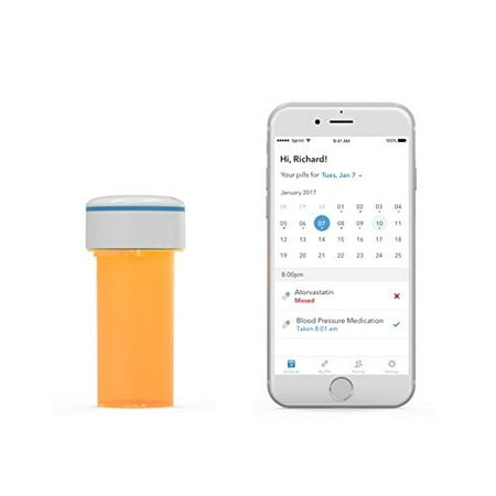 Pillsy - Smart Pill Cap and Bottle, Medication Tracker with Reminder Alarm, Bluetooth w/Free Smartphone (Best Battery Health App)