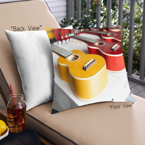 Ahgly Company Music Ukulele Outdoor Throw Pillow, 18 inch by 18 inch