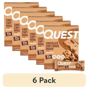 (6 pack) Quest Protein Bar, Chocolate Chip Cookie Dough Flavored, 21g Protein, Gluten Free, 4 Count